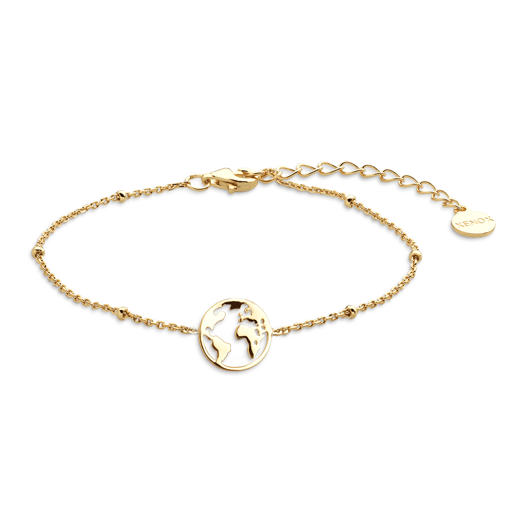 bracelet mappemonde doré 11mm bracelet mappemonde doré 11mm