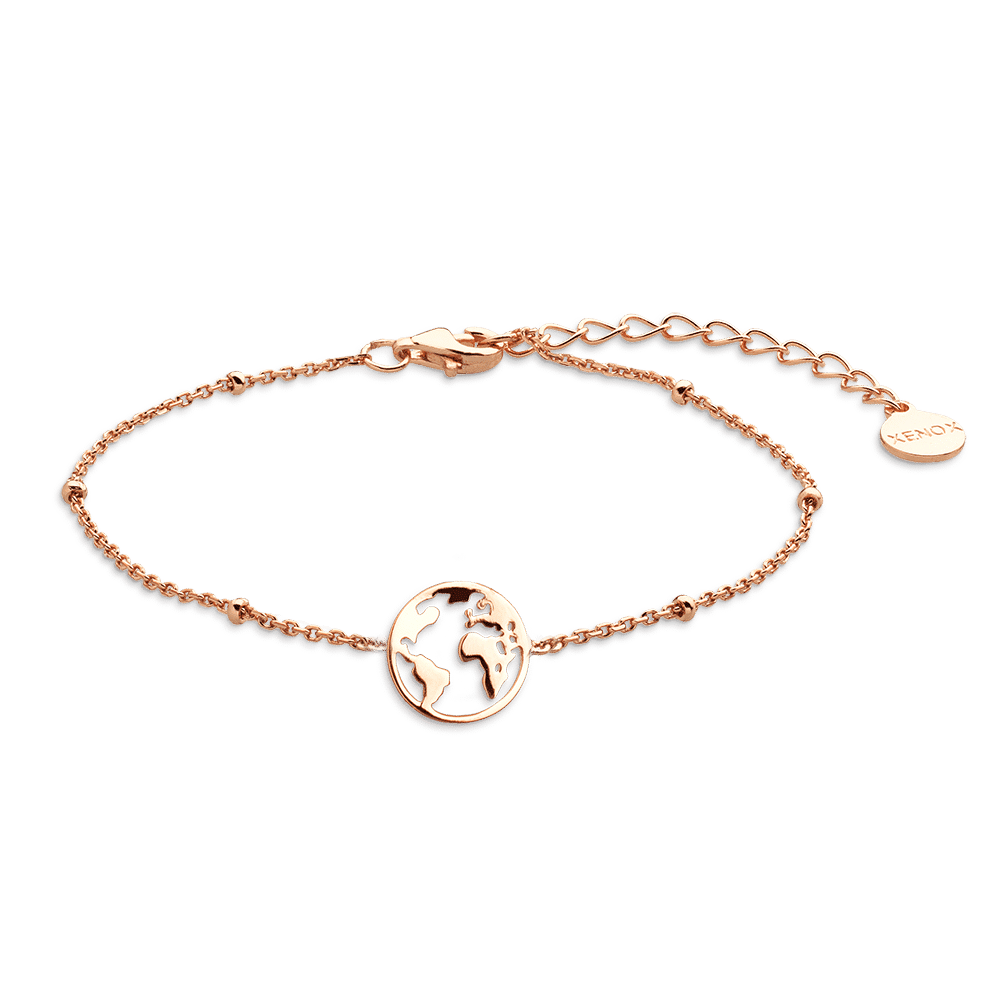 bracelet mappemonde rose 11mm bracelet mappemonde rose 11mm