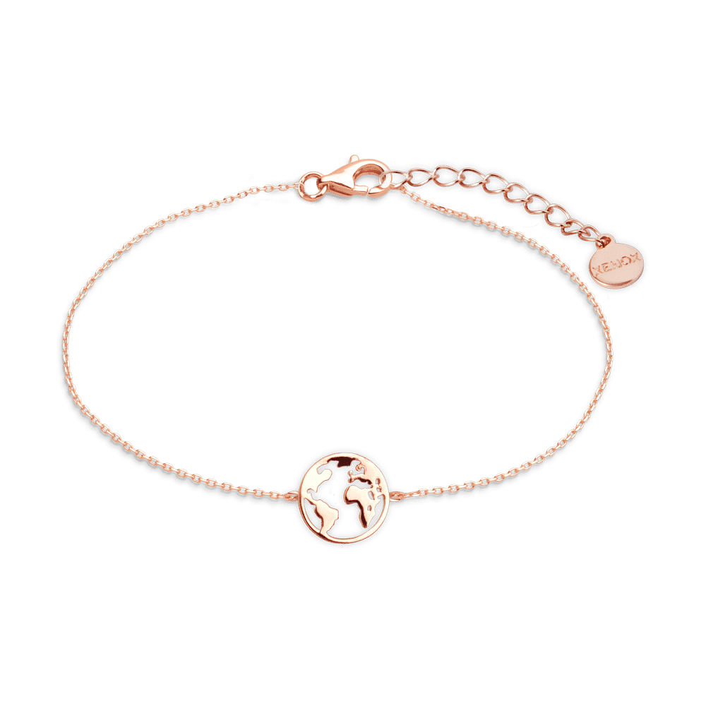 bracelet mappemonde rose 9mm bracelet mappemonde rose 9mm