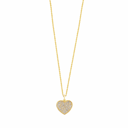 collier coeur & zircons 15mm doré