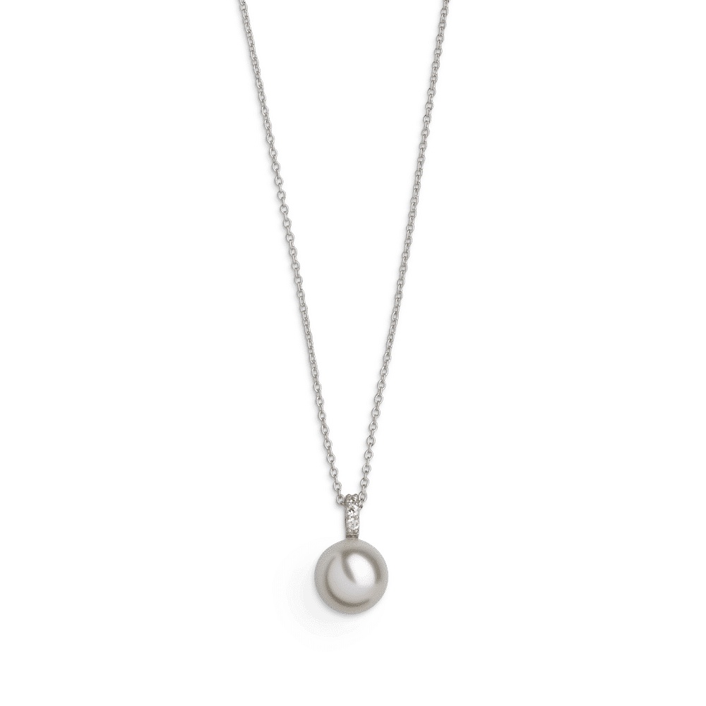 collier perle blanche et zircons 10mm collier perle blanche et zircons 10mm