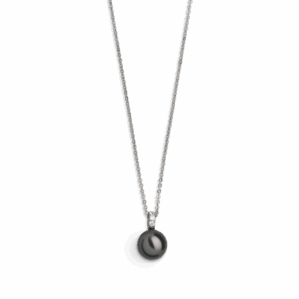 collier perle noire et zircons 10mm