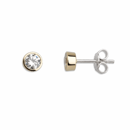 clous d'oreilles zircons 4.5mm dorés