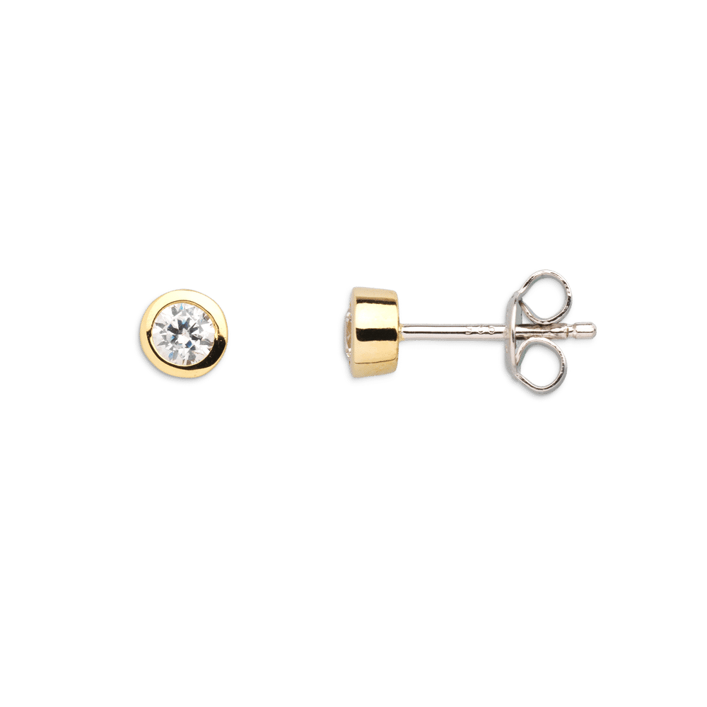 clous d'oreilles zircons 3.5mm dorés clous d'oreilles zircons 3.5mm dorés