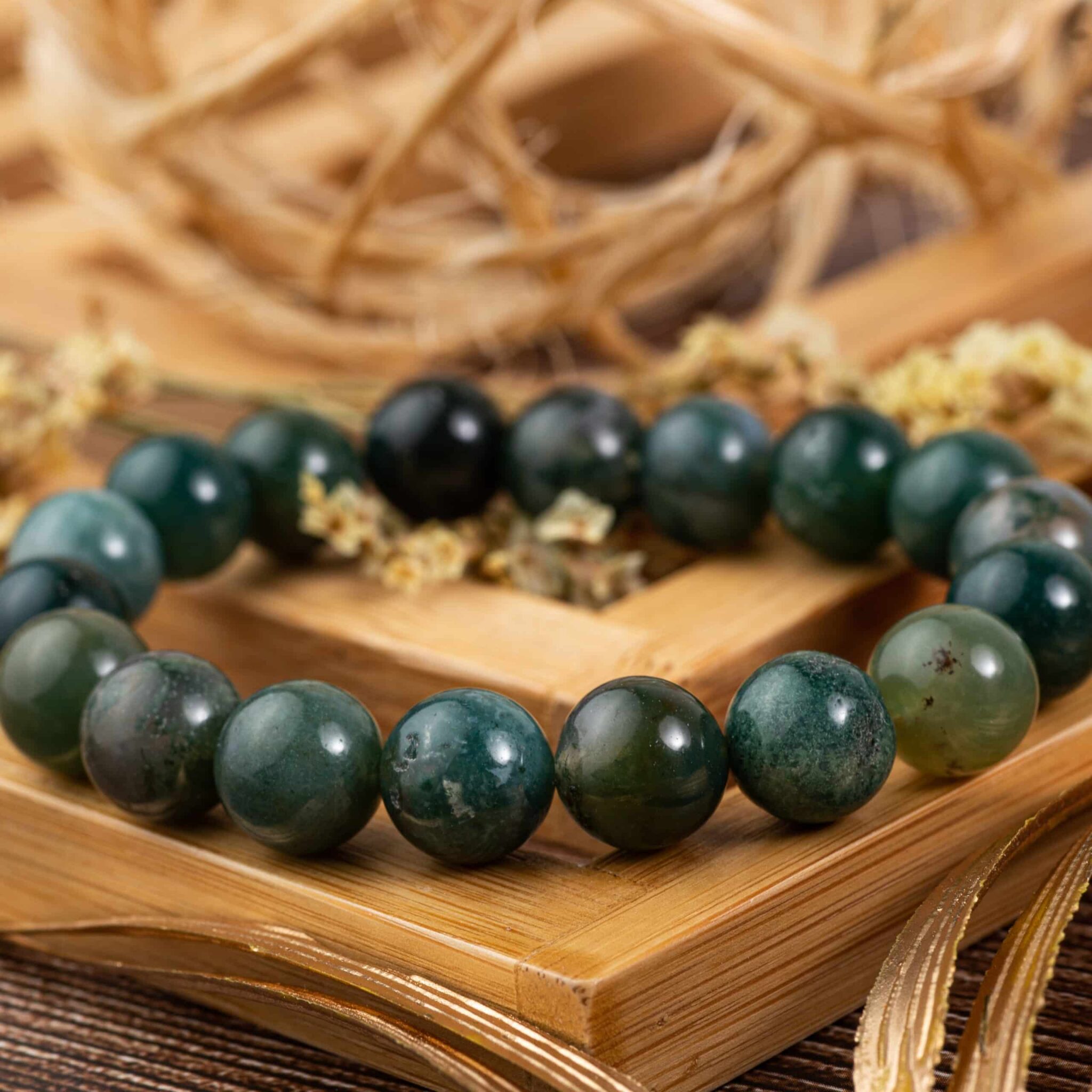 bracelet agate mousse 10mm bracelet agate mousse 10mm