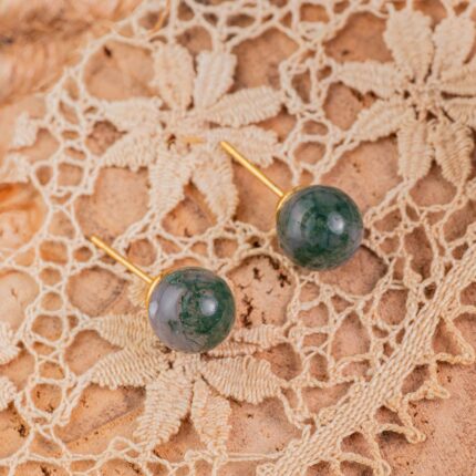 agate mousse boucles d'oreilles 8mm