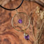 collier améthyste attrape rêve doré