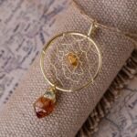 collier citrine attrape rêve doré