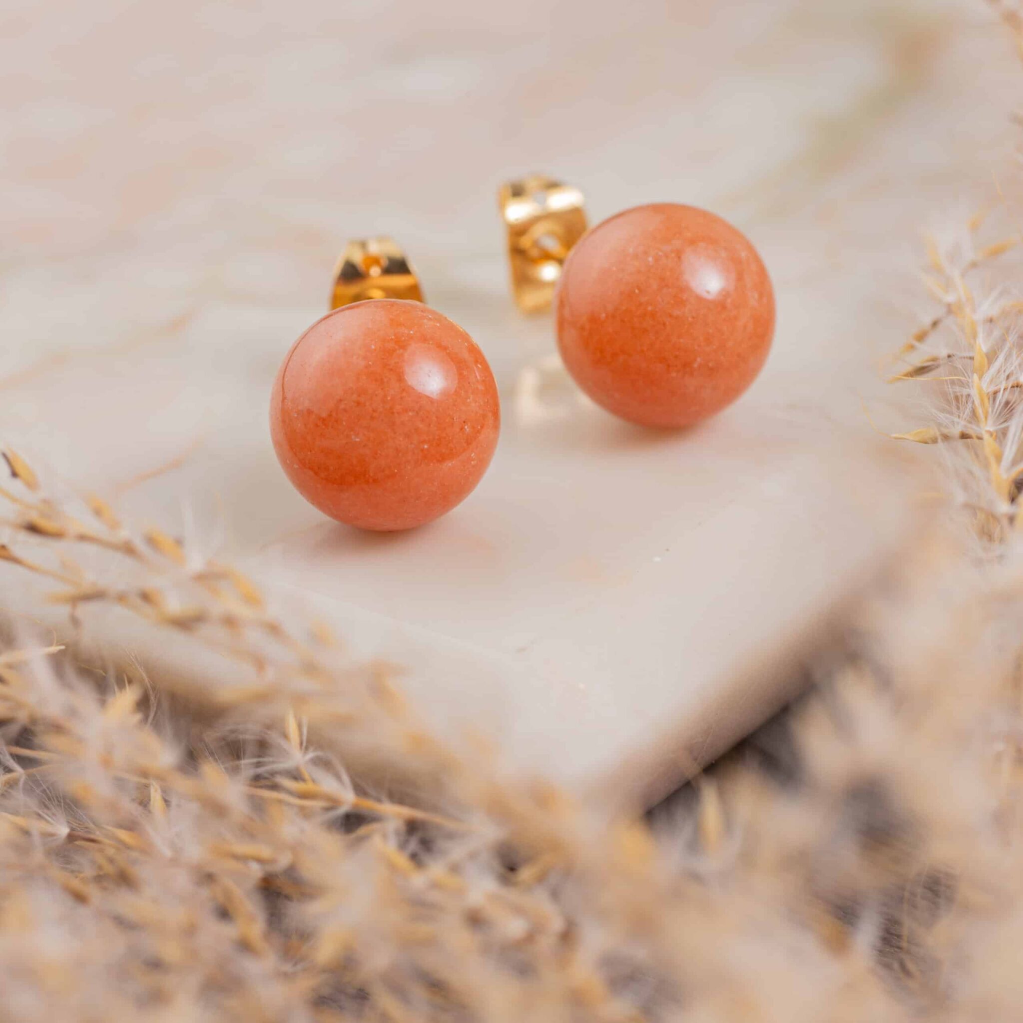 aventurine rouge boucles d'oreilles 10mm aventurine rouge boucles d'oreilles 10mm