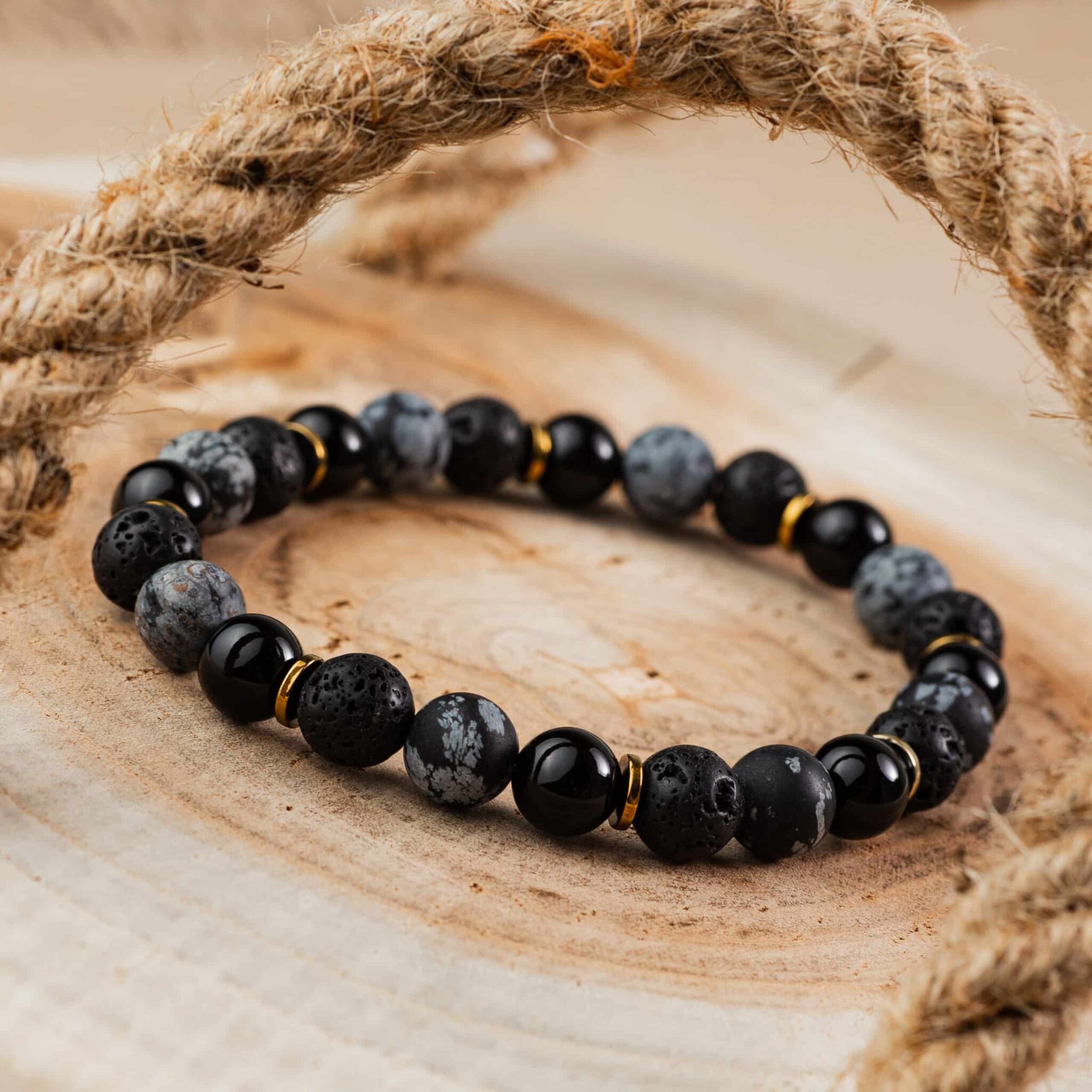 bracelet homme obsidienne & onyx 8mm 21cm bracelet homme obsidienne & onyx 8mm 21cm