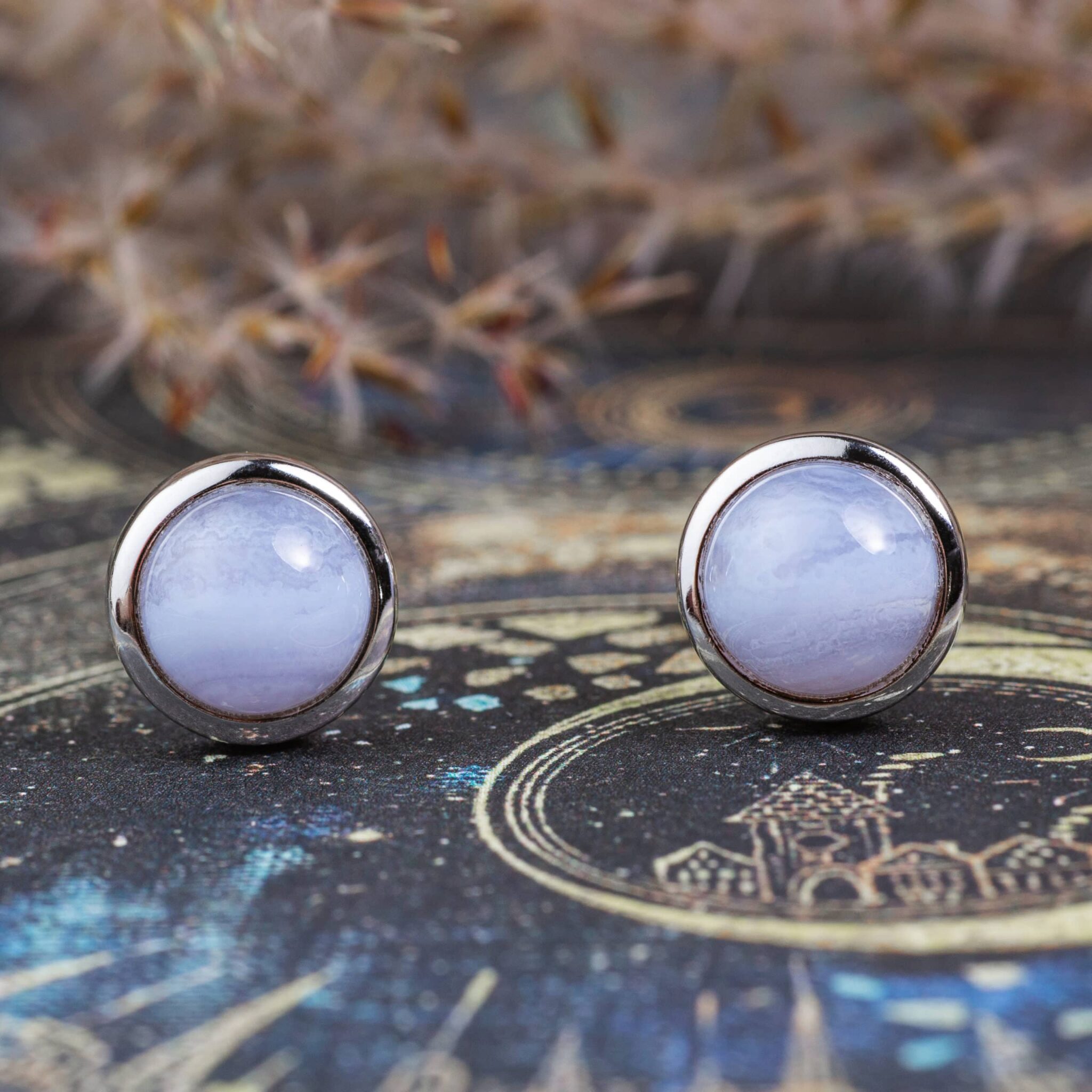 calcédoine boucles d'oreilles 10mm calcédoine boucles d'oreilles 10mm