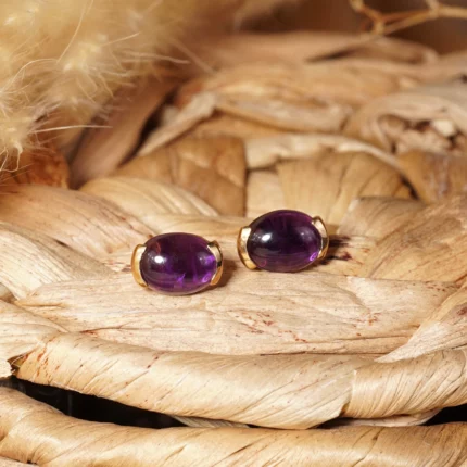clous d’oreilles améthyste & or – kaia
