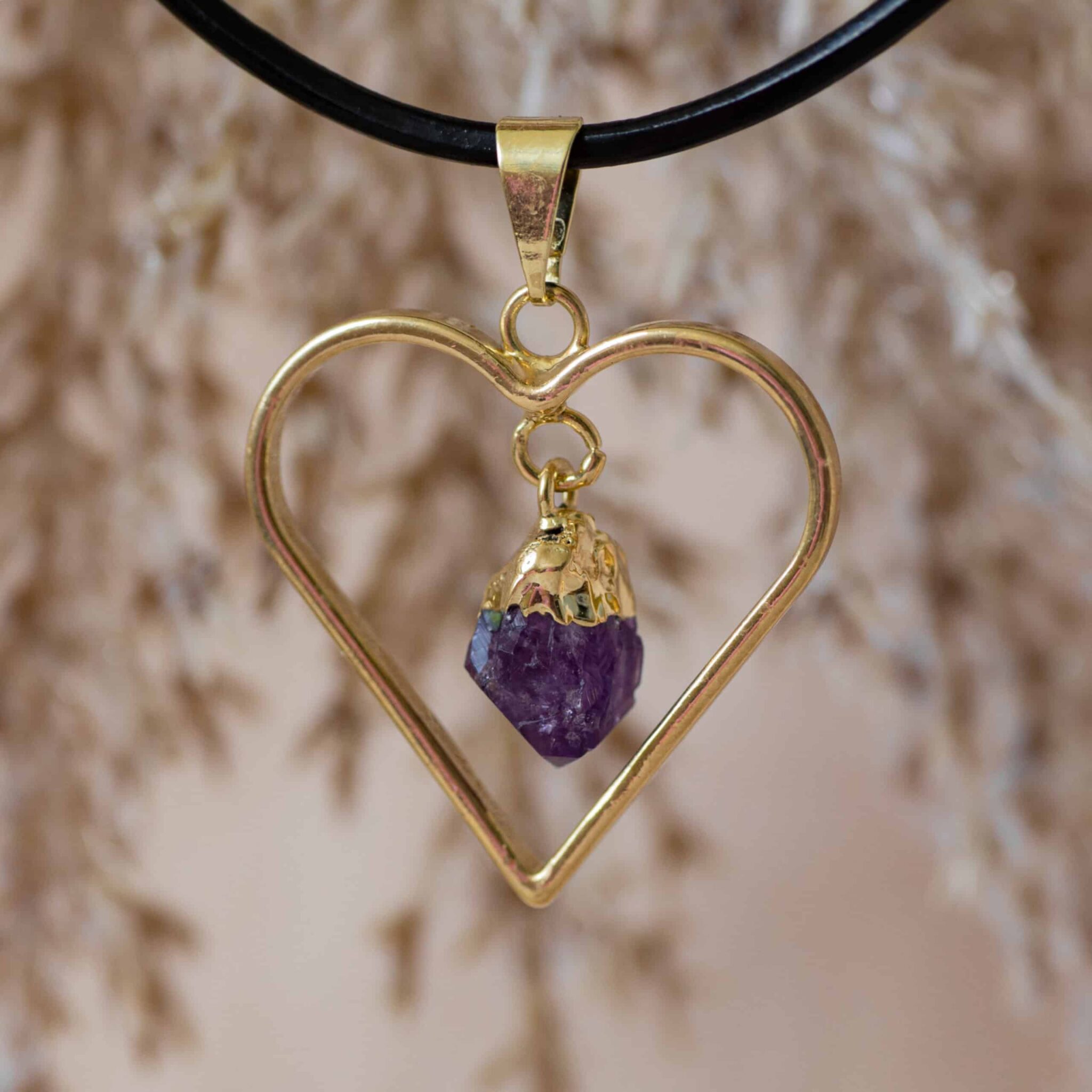 pendentif coeur améthyste doré pendentif coeur améthyste doré