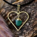pendentif coeur aventurine doré