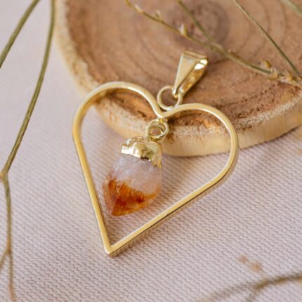 pendentif coeur citrine doré
