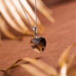 quartz fumé coeur pendentif