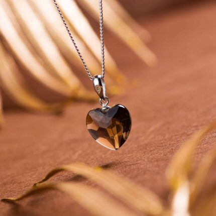 quartz fumé coeur pendentif