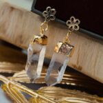 cristal brut boucles d'oreilles fleurs