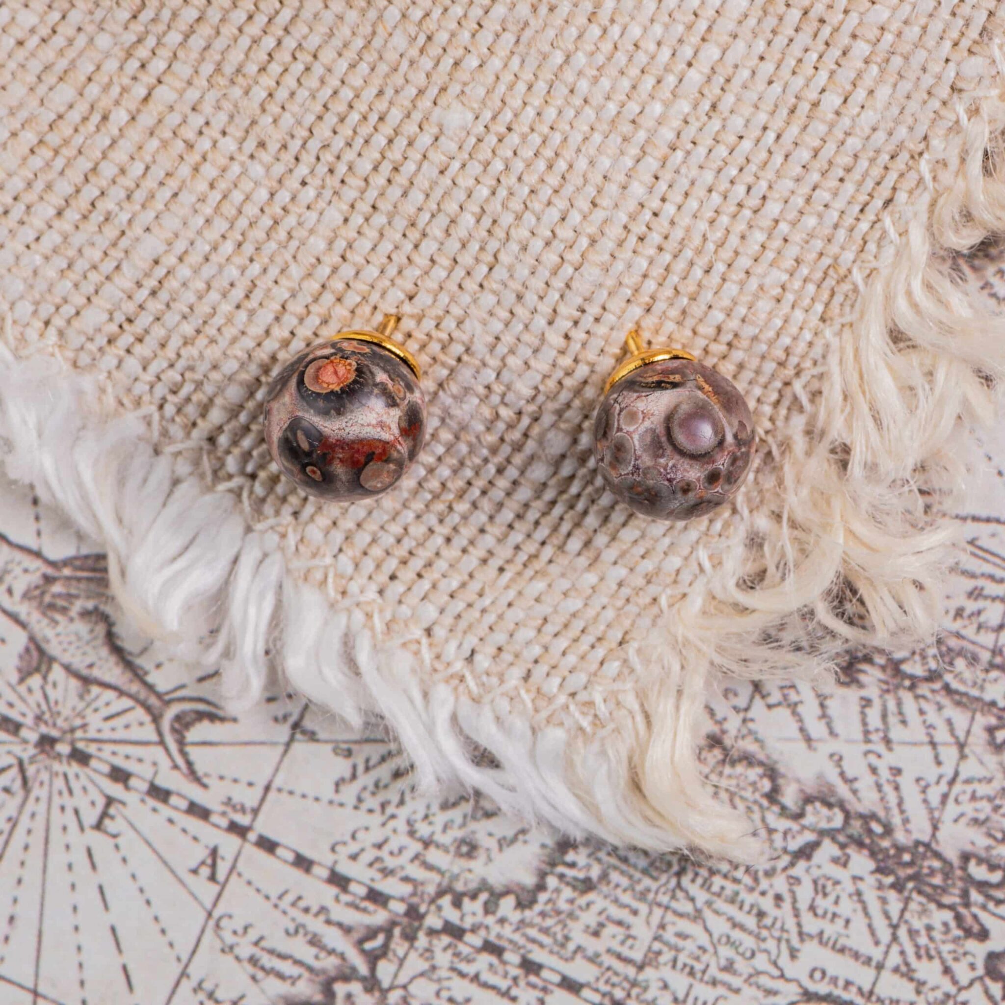 jaspe léopard boucles d'oreilles 8mm jaspe léopard boucles d'oreilles 8mm