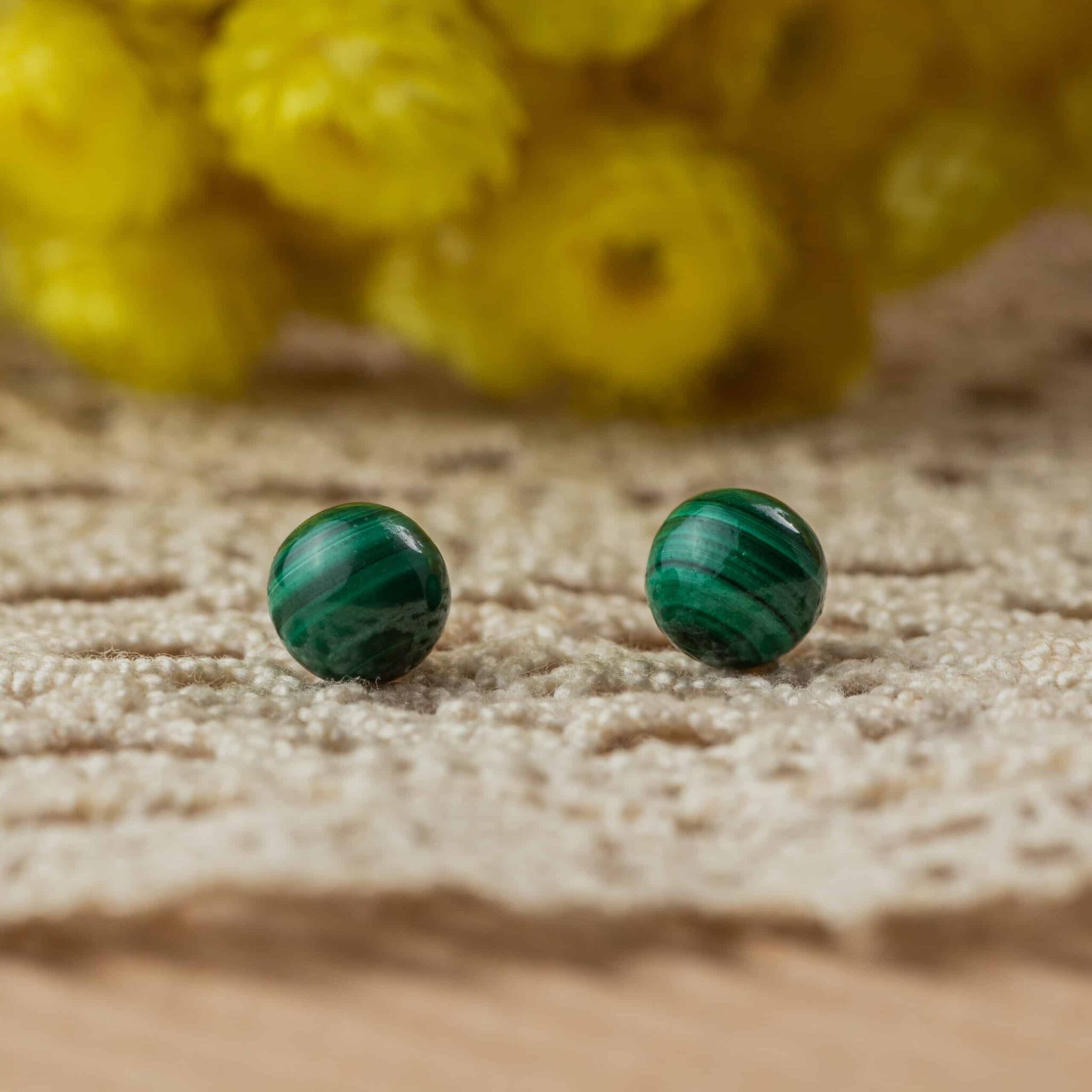 malachite boucles d'oreilles 6mm malachite boucles d'oreilles 6mm