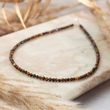 collier oeil de tigre facettes 3mm