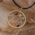 pendentif pierres multicolores doré