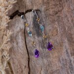 pierres multicolores boucles d'oreilles