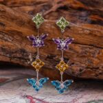 pierres multicolores boucles d'oreilles papillons