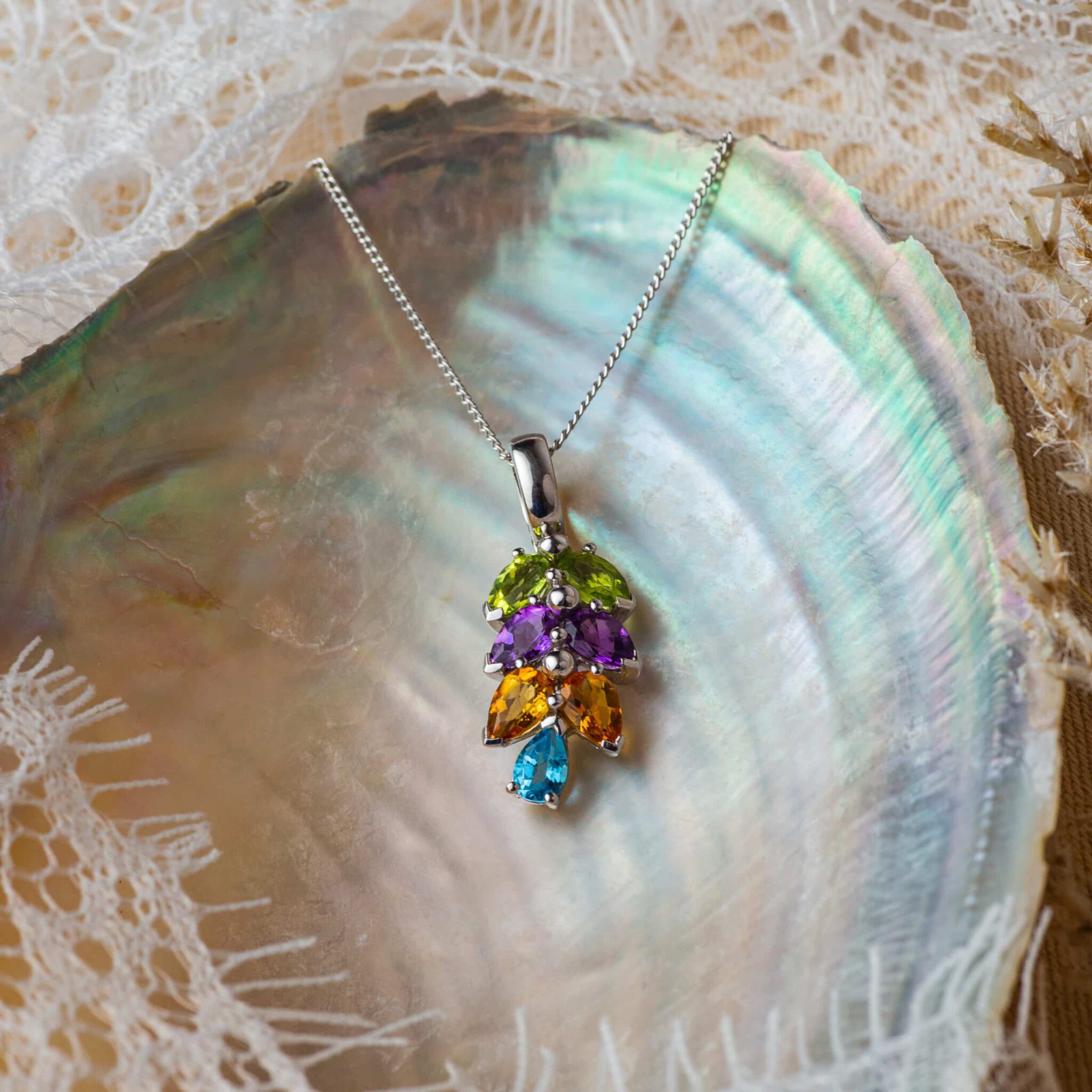 pierres multicolores pendentif 30mm pierres multicolores pendentif 30mm
