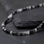 collier quartz tourmaline facettes 4mm
