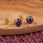 rhodonite boucles d'oreilles 8mm