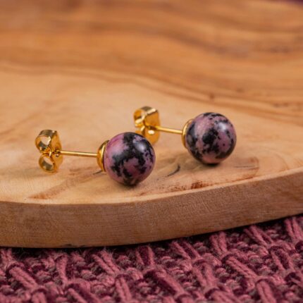rhodonite boucles d'oreilles 8mm