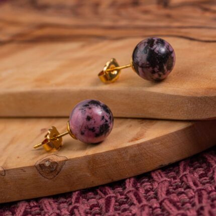rhodonite boucles d'oreilles 10mm