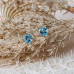 coeur topaze bleue boucles d'oreilles