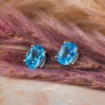 topaze bleue boucles d'oreilles ovales 8mm